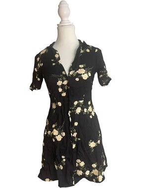 UO Urban Renewal Floral Black Mini Dress